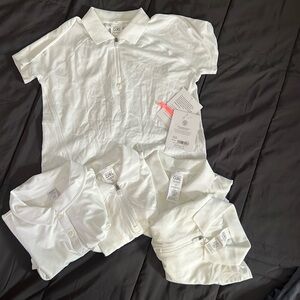 NEW NWT Athleta Girl size large l 12 white polo shirt 5 tops uniform lot set